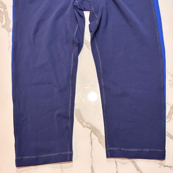 Lululemon Run Pace Crop Capris Workout Leggings 2012-2014 Blue Side Stripe 10 - Picture 6 of 15